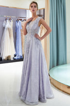 Charming Aline Sleeveless Lace Appliques Evening Party Dress
