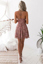 Charming Blush A-Line Homecoming Dresses Short Prom Dress with Appliques  PD339