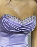 Charming Long Satin Sleeveless Strapless Mermaid Prom Dress With Rhinestone