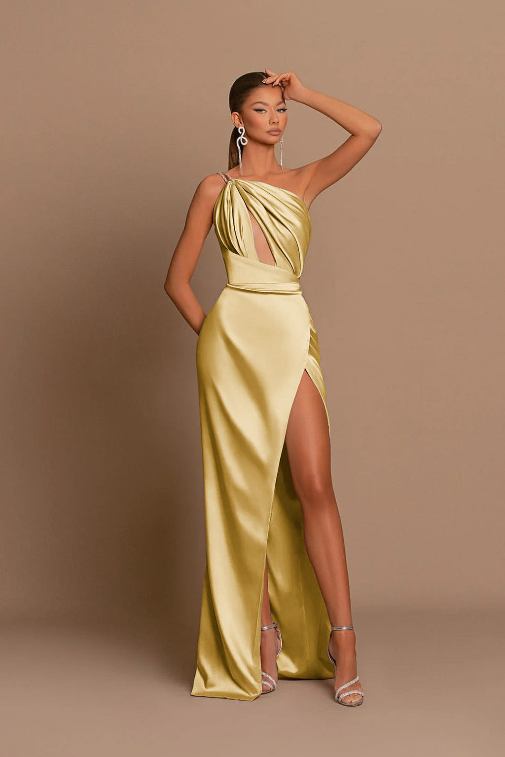 Charming Burgundy Long Mermaid One Shoulder Spaghetti Straps Evening Dresses with Slit