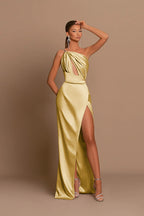 Charming Burgundy Long Mermaid One Shoulder Spaghetti Straps Evening Dresses with Slit