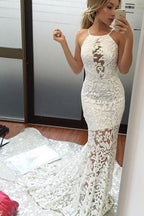 Reizvolles Meerjungfrauen-Brush-Train-Sexy Elfenbein-Brautkleid