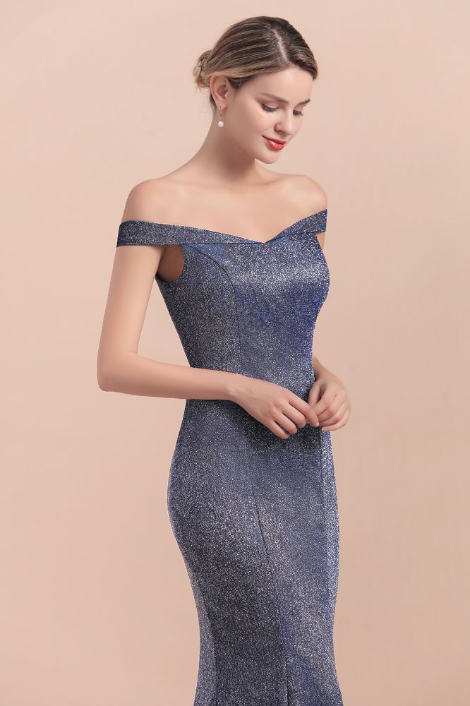 Charming Off-the-Shoulder Bright Silk Mermaid Evening Maxi Gown Floor Length Slim Prom Party Dress