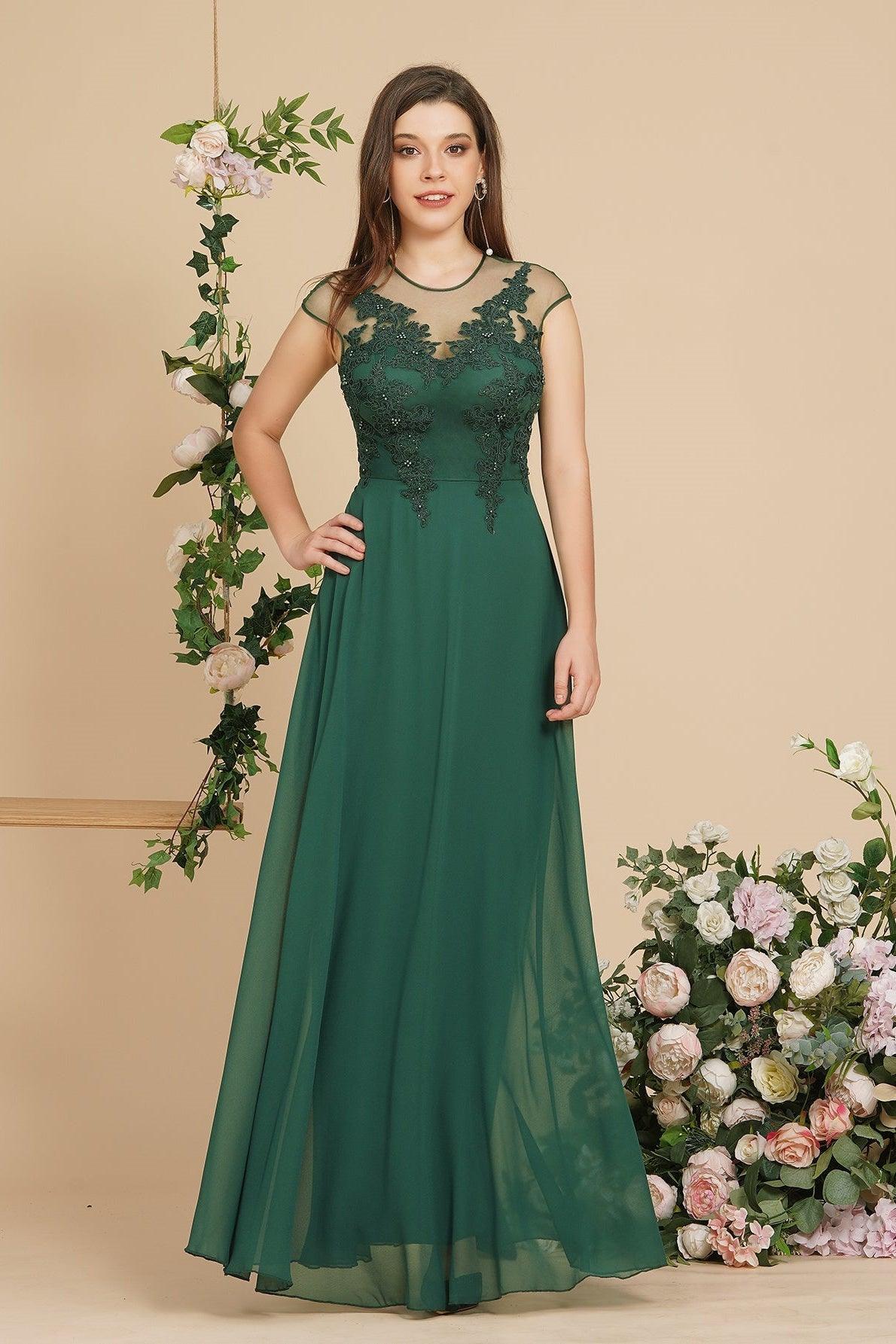 Charming Sleeveless Beadings Aline Evening Maxi Dress Cap Sleeves Bridesmaid Dress