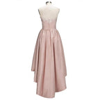 Charmantes Herz-Ausschnitt-Spitze Hi-Lo Homecoming-Kleid Gold Trägerlos Kurzes Partykleid mit Applikationen