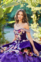 Charro Off Shoulder Ruffled Ball Gown by Petite Adele PQ1050