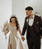 Chices bodenlanges trägerloses Herz-Ausschnitt A-Line Pailletten-Abendkleid mit Seitenschlitz