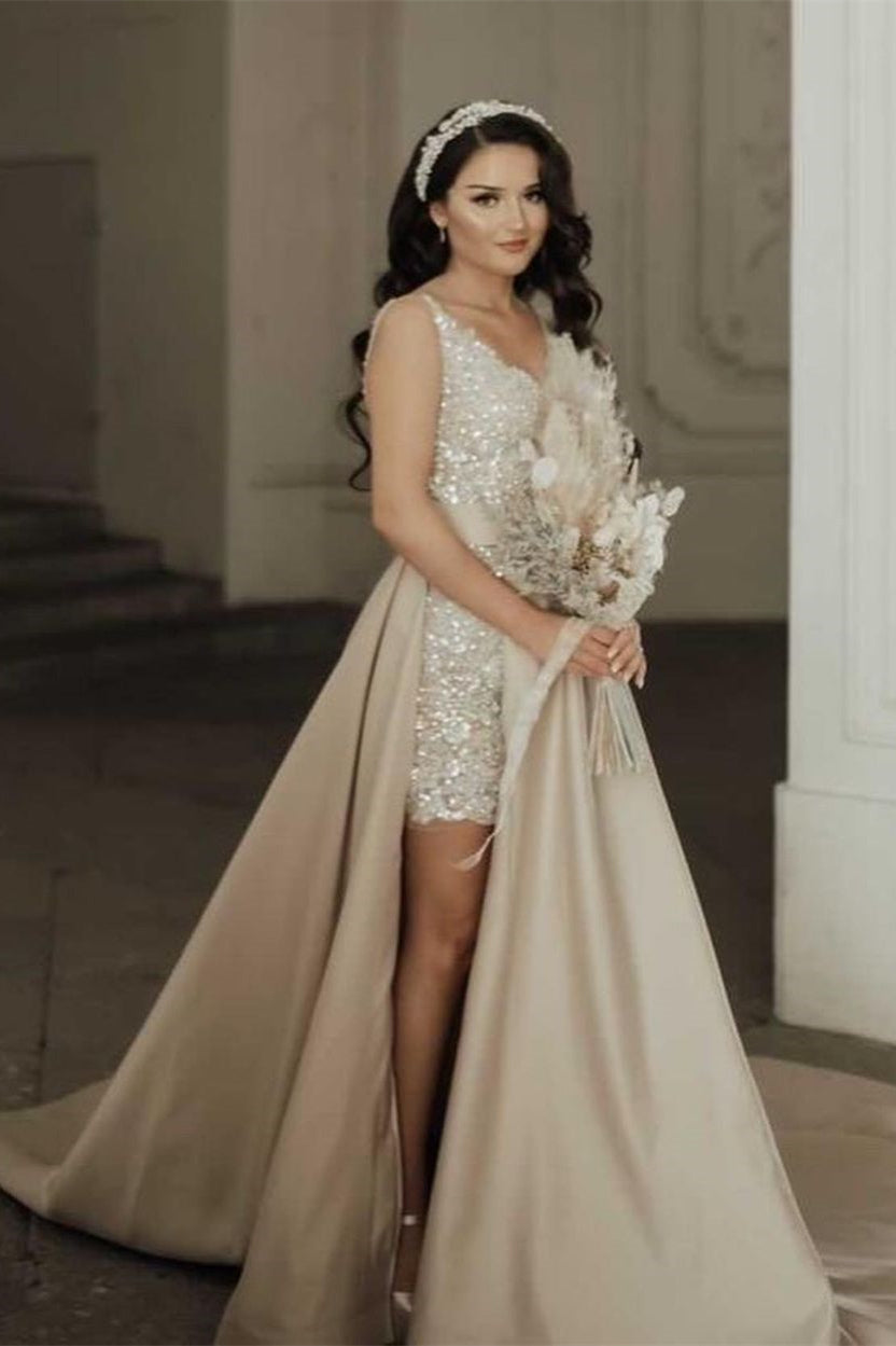 Chices bodenlanges trägerloses Herz-Ausschnitt A-Line Pailletten-Abendkleid mit Seitenschlitz