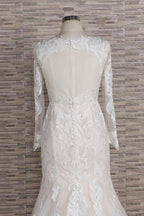 Chic Langarm-Applikationen Meerjungfrau elegante Hochzeitskleider