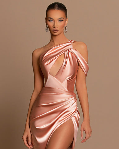 Chic Long Mermaid Sleeveless Strapless Evening Dress with Slit