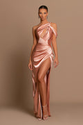 Vestido de Noche Largo de Sirena Sin Tirantes Sin Mangas Chic con Abertura