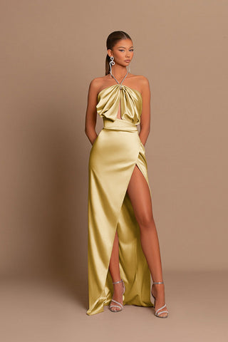 Chic Dark Green Long Mermaid Sleeveless Evening Dress with Side Slit