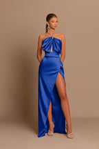 Chic Dark Green Long Mermaid Sleeveless Evening Dress with Side Slit