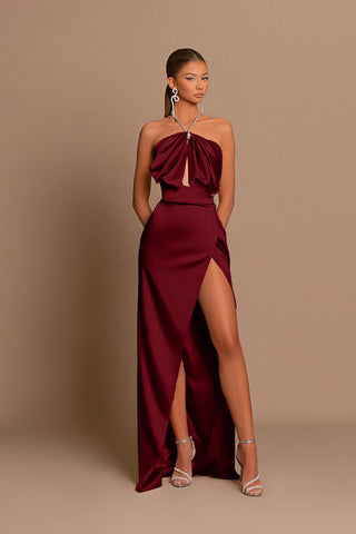 Chic Dark Green Long Mermaid Sleeveless Evening Dress with Side Slit