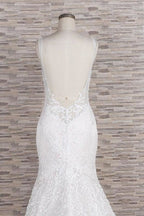 Chic Trägerkleid mit Applikationen und Meerjungfrau-Silhouette für elegante Hochzeitskleider
