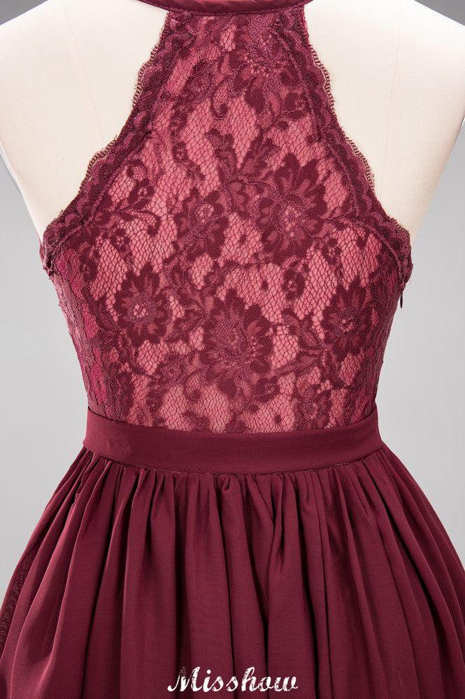 Chiffon Lace A-line Bridesmaid Dresses | V-Neck Sleeveless Floor Length Maid of the Honor Dresses