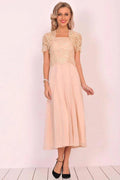 Robe de mariée pour la mère de la mariée en mousseline et dentelle avec veste