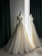 Luxury Sequin Pearl Long Sleeve Ball Gown Wedding Dress SW518