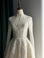 Luxury Sequin Pearl Long Sleeve Ball Gown Wedding Dress SW518