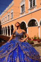 Cold Shoulder Cape Quinceanera Dress by Amarra 54284
