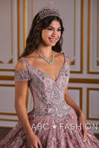 Cold Shoulder Floral Lace Quinceanera Dress by House of Wu 26930