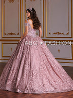 Cold Shoulder Floral Lace Quinceanera Dress by House of Wu 26930