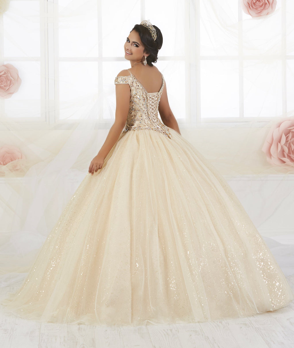 Cold Shoulder Quinceanera Dress by Fiesta Gowns 56360