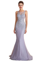 Crew Neck Sleeveless Beading Mermaid Prom Dress Evening Maxi Gown