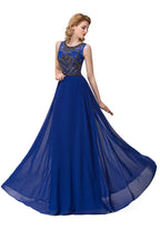 Crew Sweep-length A-line Chiffon Sequins Formal Dresses