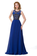 Crew Sweep-length A-line Chiffon Sequins Formal Dresses