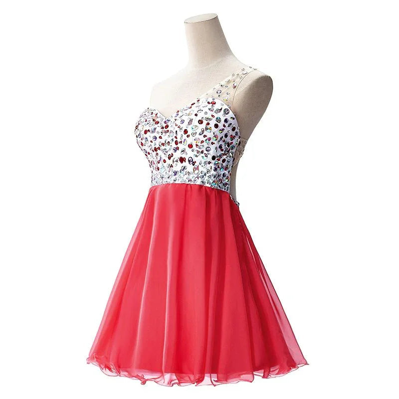 Kristall-A-Linie Ein-Schulter Chiffon Festkleid