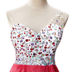 Kristall-A-Linie Ein-Schulter Chiffon Festkleid