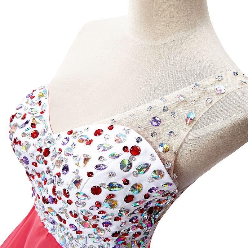 Kristall-A-Linie Ein-Schulter Chiffon Festkleid