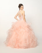 Ruffled High Neck Ball Gown by Juliet 1420