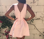 Maßgefertigt V-Ausschnitt Rosa Kurzes Abschlussballkleid Rosa V-Ausschnitt Homecoming-Kleid PD158