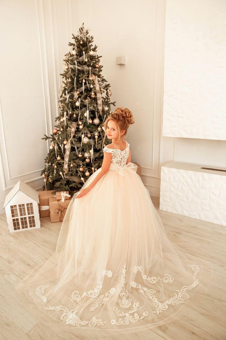 Cute Long Princess Tulle Lace Flower Girl Dress - photo 5