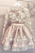 Robe de bal de promo courte à manches longues mignonne PD362