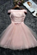Abito da ballo corto carino rosa in tulle e pizzo PD144