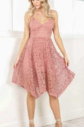 Abito da Festa Homecoming in Pizzo Rosa Corto con Spalline Carine PD205