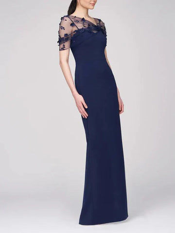 Kleid für die Brautmutter, Etuikleid, Säule, Spaghettiträger, ärmellos, bodenlang