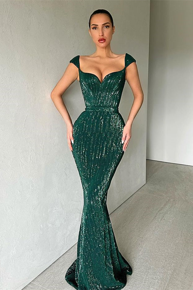 Mermaid Off The Shoulder Sweetheart Long Prom Dress with Sequins