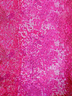 Vestido de Colheita Justo e Curto com Decote em V e Lantejoulas Cor-de-Rosa Vibrante