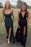 Dunkelgrünes Meerjungfrau-Split-Langballkleid Abendkleid PSK228