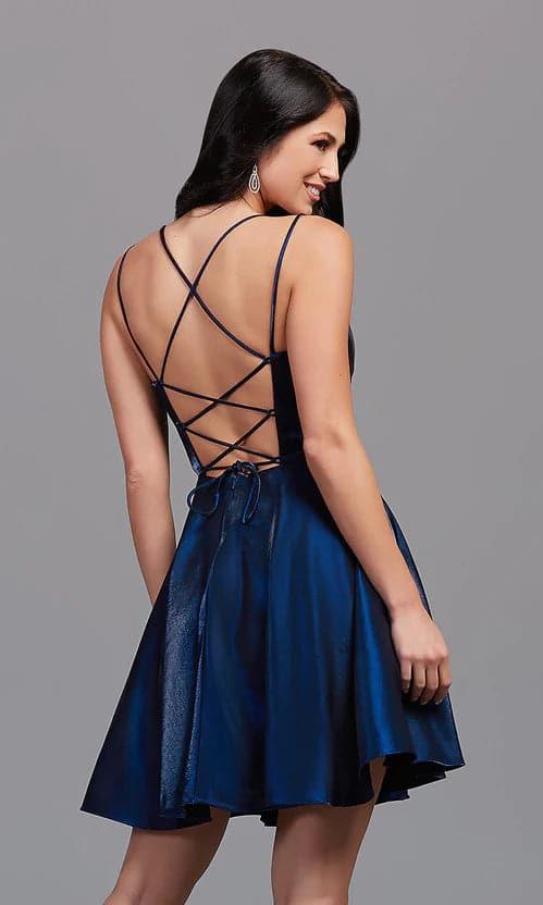 Vestido Corto Brillante para el Baile de Graduación con Bolsillos SYH15