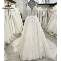 Vestido de noiva estilo boho com decote em V profundo e renda, apliques, 2025, vestidos de noiva para praia, feitos à medida, robe de festa de casamento elegante