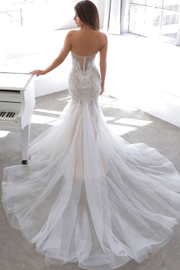 Designer Sommerstil Sweetheart Meerjungfrau Spitzen Brautkleid