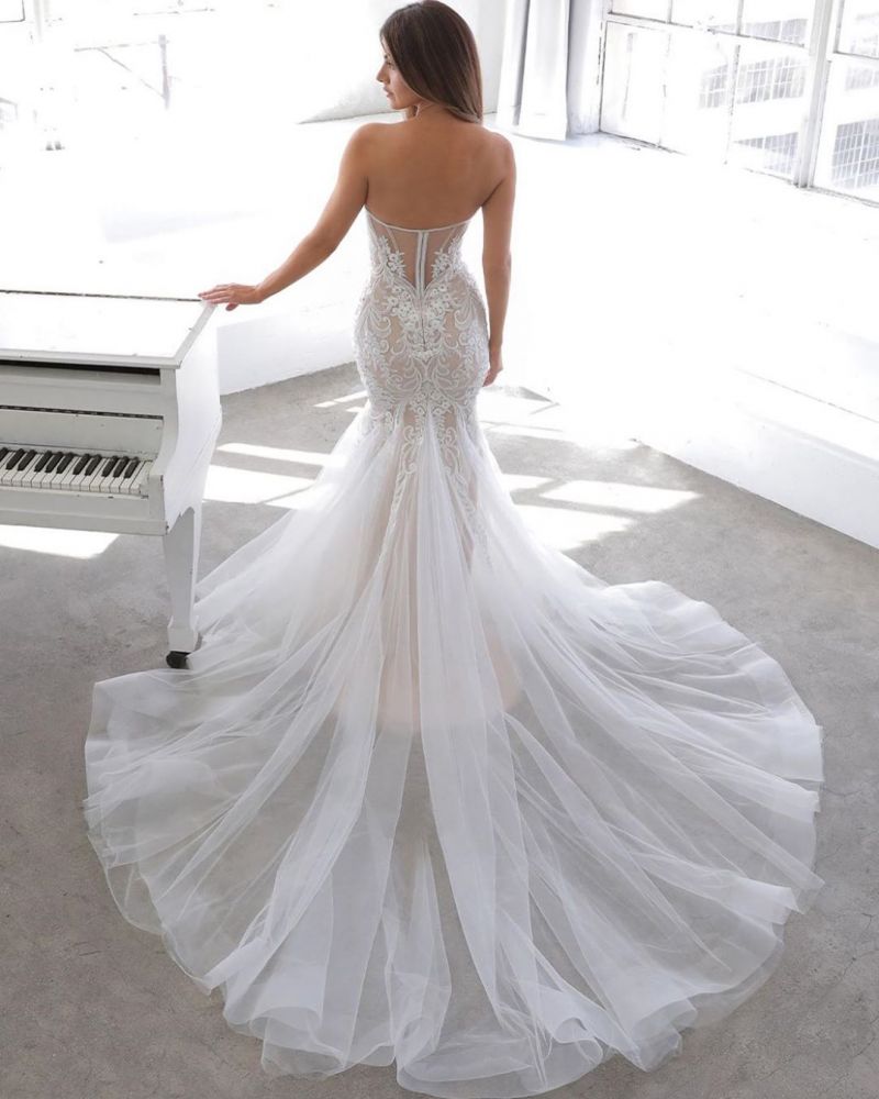 Designer Sommerstil Sweetheart Meerjungfrau Spitzen Brautkleid