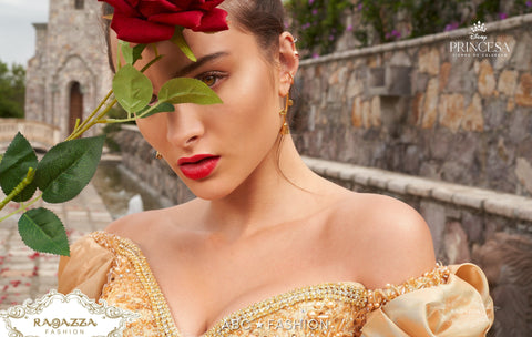 Goldenes schulterfreies Quinceanera-Kleid von Ragazza D68-568