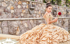 Gold Off Shoulder Quinceanera Dress by Ragazza D68-568