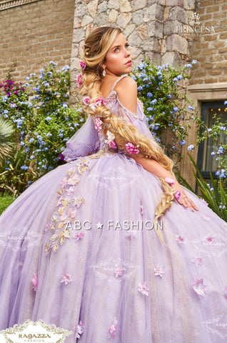 Perlenbesetztes lila Quinceanera-Kleid von Ragazza D64-564